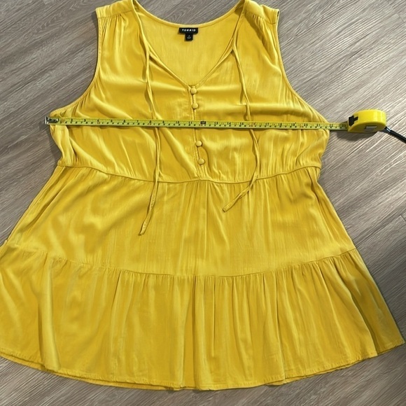 Torrid Women’s Tank Top 2X Yellow Boho Babydoll Sleeveless Button Front Tiered - Picture 12 of 16